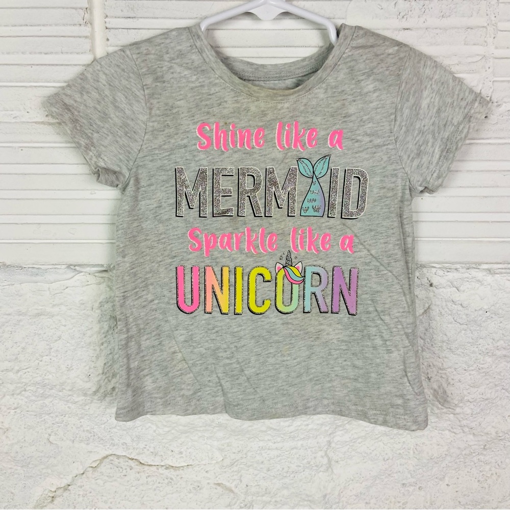 Garanimals Gray Tee with Colorful shine like a mermaid sparkle like a unicorn 3T
